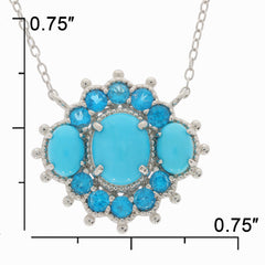 Blue Turquoise Sterling Silver Necklace featuring sparkling gems, elegantly designed for a sophisticated look.