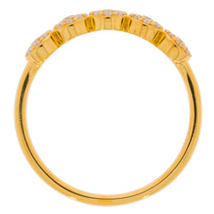 22K yellow gold ring with white diamond accents, showcasing a sleek and elegant design.