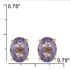 Oval purple sapphire earrings in sterling silver, showcasing elegance and luxury with stunning gemstones.