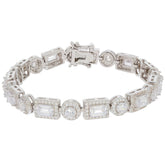 Elegant white Moissanite sterling silver bracelet with sparkling accents, perfect for sophisticated style.