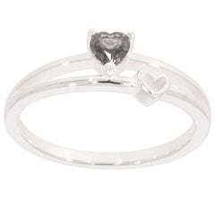 Heart-shaped gemstone sterling silver ring with a delicate design featuring an accent heart.