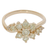 Elegant gold ring with cluster of sparkling round gemstones, perfect for luxurious style and sophistication.