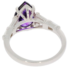 Pear Purple Amethyst Sterling Silver Ring showcasing a brilliant gemstone and elegant design from the side.