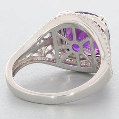 Emerald Purple Amethyst Sterling Silver Ring showcasing exquisite detailing and elegant gemstone setting.