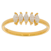 Elegant 22K gold ring featuring five marquise-cut white diamonds, perfect for elevating any sophisticated style.