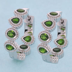 Oval Green Chrome Diopside Sterling Silver Earrings featuring elegant gemstone accents, perfect for sophisticated styles.