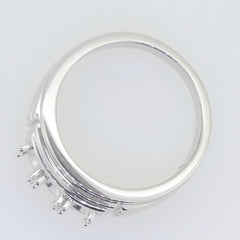 Customized men's sterling silver semi mount ring setting for 8mm and 3.5mm stones, shown from above.