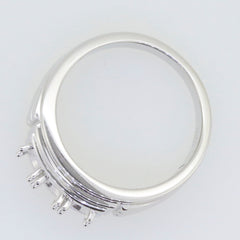 Men's sterling silver semi mount ring setting for 3 stones, featuring a round 4x4mm design, elegant and customizable.
