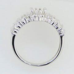 Sterling Silver Semi Mount Ring Setting with White Topaz, designed for Marquise MQ 12x6mm gemstones.