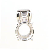 Sterling Silver Semi Mount Pendant Setting for 10x10mm Round Gemstone, featuring White Topaz accents.