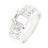 Sterling Silver Semi Mount Ring Setting with White Topaz stones, designed for an 8x6mm main gemstone.