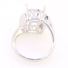 Sterling silver semi mount ring setting with cushion design ready for customization for white topaz gemstones.