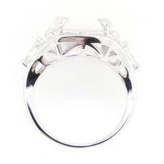 Sterling silver semi mount ring setting for oval stone 15x12mm with split shank halo design.