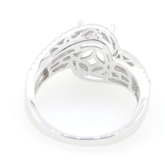 Sterling silver bypass shank semi mount ring setting with intricate design, ready for oval 9x7mm gemstone.