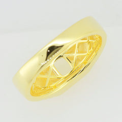 Men's gold semi mount ring setting, designed for an 8x8mm gemstone, crafted for custom sizing.