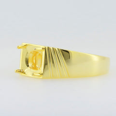 Men's gold semi mount ring setting with cushion gemstone holder, designed for custom stones, made to order.