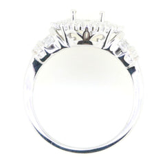 Sterling Silver Semi Mount Ring Setting featuring Oval OV 9x7mm and Double Halo design with White Topaz gemstones.