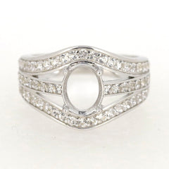 Sterling Silver Semi Mount Ring Setting for Oval 9x7mm White Topaz, custom made and designed for small gemstones.