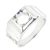 Men's sterling silver semi mount ring setting with round 8x8 stone space and white topaz accents.
