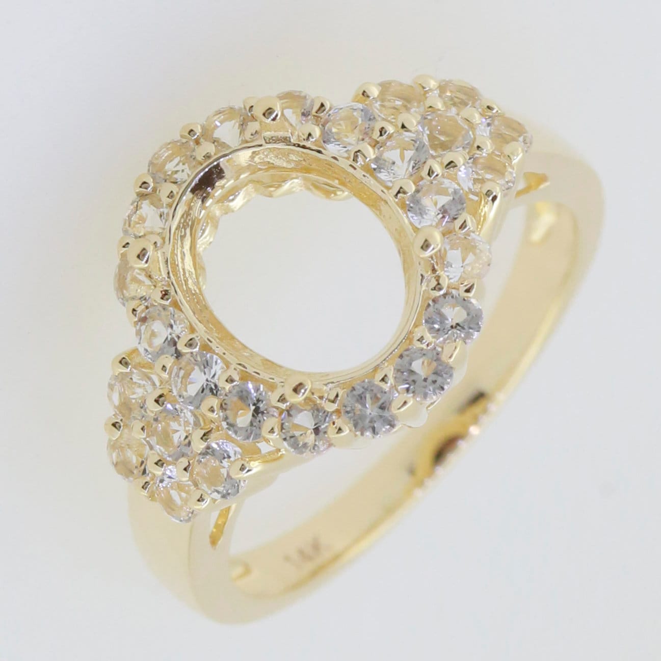 Sterling Silver Semi Mount Ring Setting with White Topaz, designed for an oval gemstone 10x8mm, made to order.