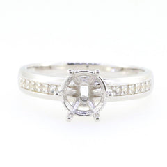 Sterling Silver Semi Mount Ring Setting with round solitaire accent for custom gemstone, perfect for special occasions.