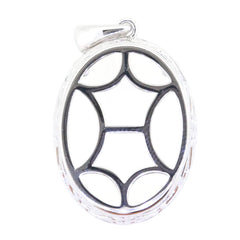 Sterling Silver Semi Mount Pendant Setting Oval Design with Halo for Custom Gemstone Display