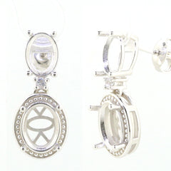 Sterling silver semi mount earrings setting with oval stone holders for 9x7mm and 8x6mm gemstones.