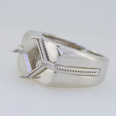Sterling Silver semi mount ring setting featuring a princess cut gemstone design, ready for a custom final touch.