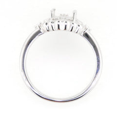Sterling Silver semi mount ring setting for 8x6mm gemstone, showcasing Art Deco design and quality craftsmanship.