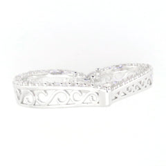 Sterling Silver Semi Mount Pendant Setting in heart shape with intricate design and White Topaz accents.