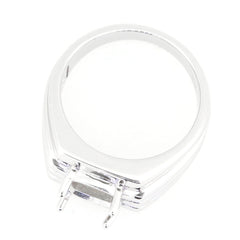 Men's Sterling Silver Semi Mount Ring Setting for Cushion Gemstone 8x8mm, customizable size, handmade to order.