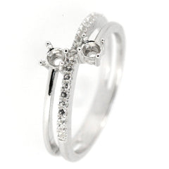 Sterling Silver Semi Mount Ring Setting with round 3.5mm stones and white topaz accents, designed for custom orders.