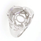 Sterling Silver Semi Mount Ring Setting with oval gemstone seat, ideal for custom cocktail ring designs.