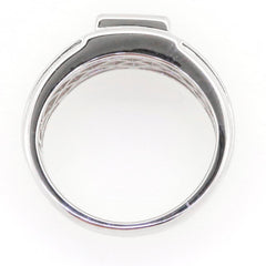 Men's sterling silver semi mount ring setting, square princess design, polished band view.