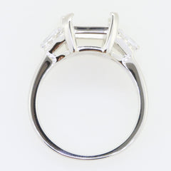 Sterling Silver Semi Mount Ring Setting for Emerald 11x9mm with White Topaz accents, ready for custom orders.