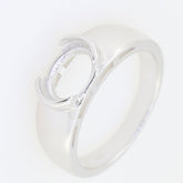 Sterling silver semi mount ring setting for oval gemstones, 9x7mm bezel set, custom made to order.