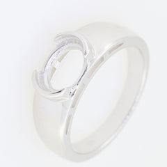 Sterling silver semi mount ring setting for oval gemstones, 9x7mm bezel set, custom made to order.
