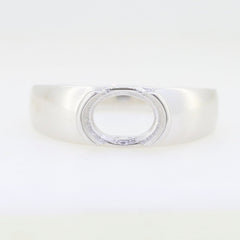 Sterling Silver Semi Mount Ring Setting with Oval Bezel for 9x7mm gemstones, custom made to order.