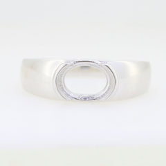 Sterling silver semi mount ring setting with oval bezel for 13x10mm stone, made to order, elegant design.