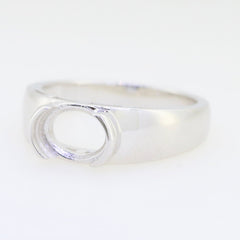 Sterling Silver Semi Mount Ring Setting for Oval 8x6mm Bezel Set, suitable for White Topaz gemstones.