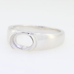 Sterling Silver Semi Mount Ring Setting for Oval 13x10mm gemstone, bezel set design, custom made to order.