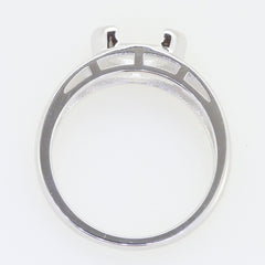 Sterling silver semi mount ring setting designed for an oval 13x10mm gemstone, showcasing a sleek bezel design.