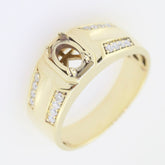 Men's Sterling Silver semi mount ring setting for oval gemstone, featuring CVD diamonds and a unique design.