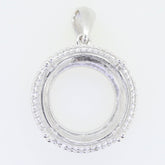 Sterling Silver Semi Mount Pendant Setting 18x18mm with White Topaz, customizable and made to order.