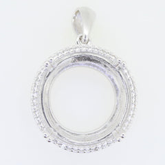 Sterling Silver Semi Mount Pendant Setting 18x18mm with White Topaz, customizable and made to order.