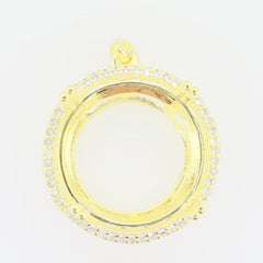 Sterling Silver Semi Mount Pendant Setting with White Topaz, 18x18mm, custom-made for various gemstone sizes.