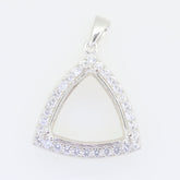 Sterling Silver Semi Mount Pendant Setting with White Topaz, Trillion Shape 13x13mm, custom made to order