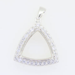 Sterling Silver Semi Mount Pendant Setting with White Topaz, Trillion Shape 13x13mm, custom made to order
