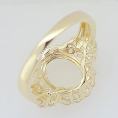 Sterling silver semi mount ring setting for oval gemstones, showcasing intricate design, perfect for custom jewelry.