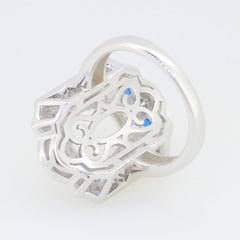 Sterling silver semi mount ring setting with intricate design, showcasing oval shape for 11x9mm gemstone.